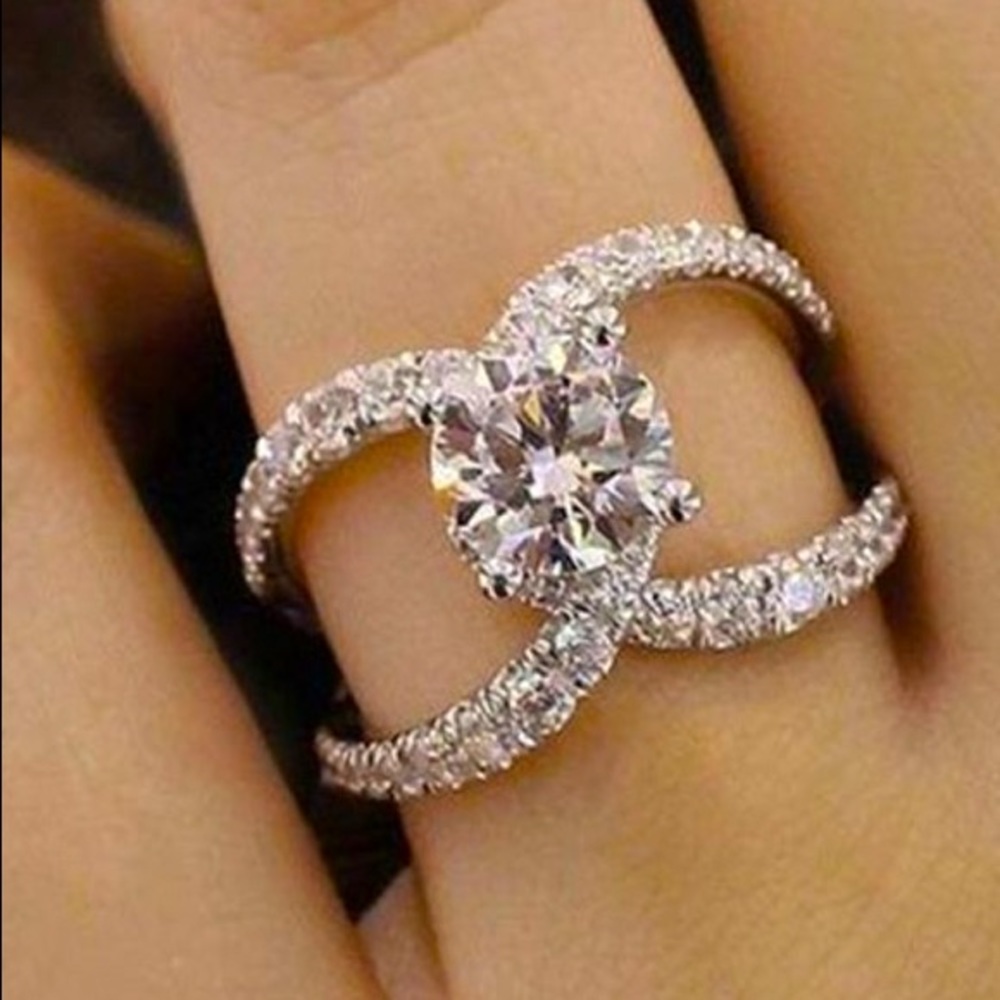 925 sterling silver white sapphire Fashion Ring